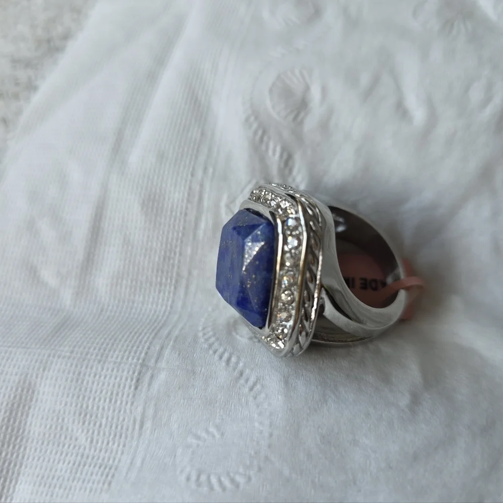 Lapis Lazuli  Stainless Steel Ring Size 7